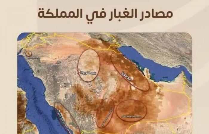 أبرز مناطق ومصادر تكوُّن الغبار في المملكة