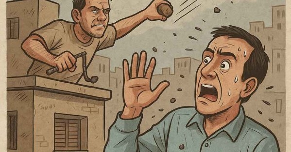جاري يرمي علينا الحجارة وأسياخ حديدية بواسطة 'الفلاتية'