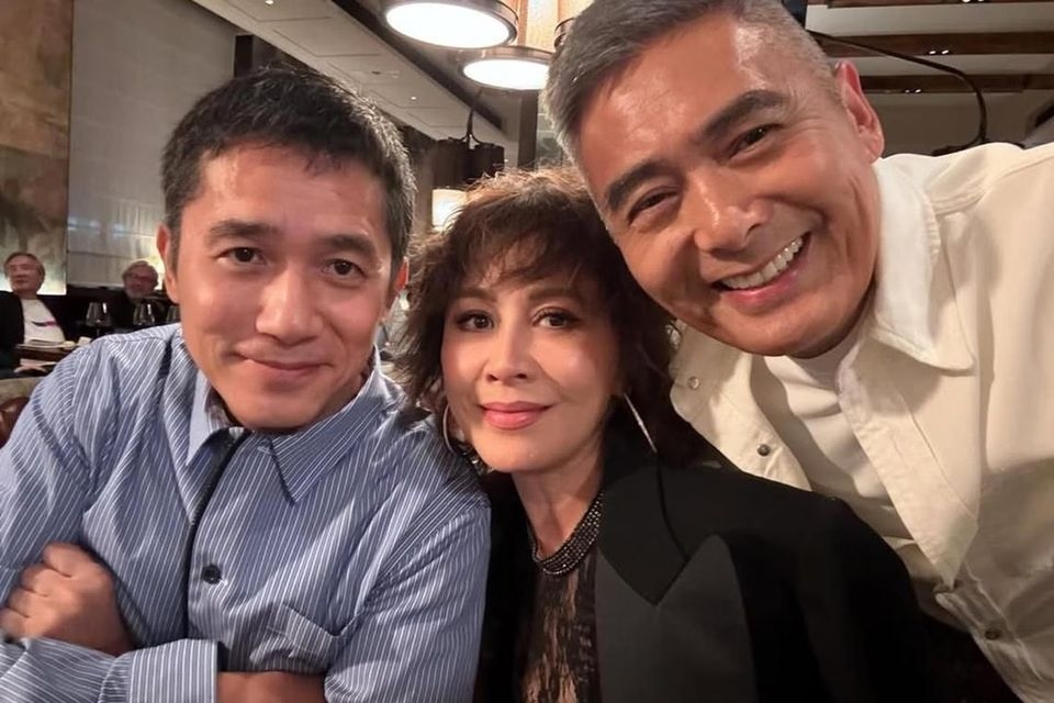 Chow Yun Fat and Tony Leung make rare appearance together at Johnnie To's party