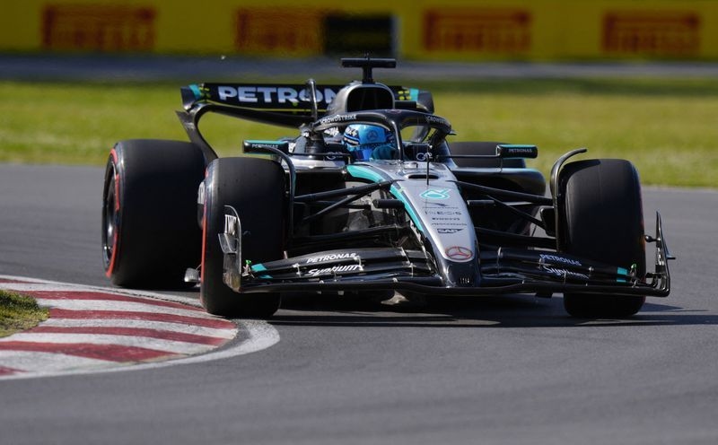 Motor racing-Russell puts Mercedes on pole in Canada with Verstappen alongside