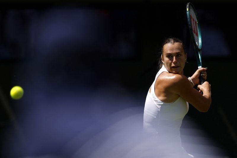 Tennis-Sabalenka powers past Branstine in Wimbledon opener