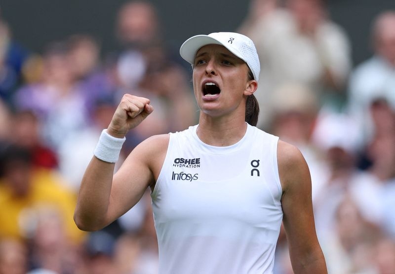 Tennis-Swiatek outclasses out-of-sorts Collins to reach Wimbledon fourth round
