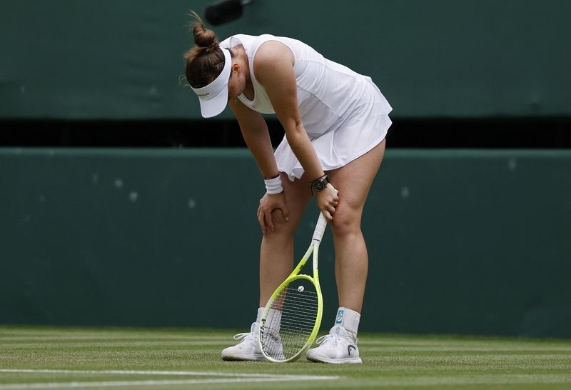 Tennis-Krejcikova rues bad luck after running out of gas in Wimbledon loss