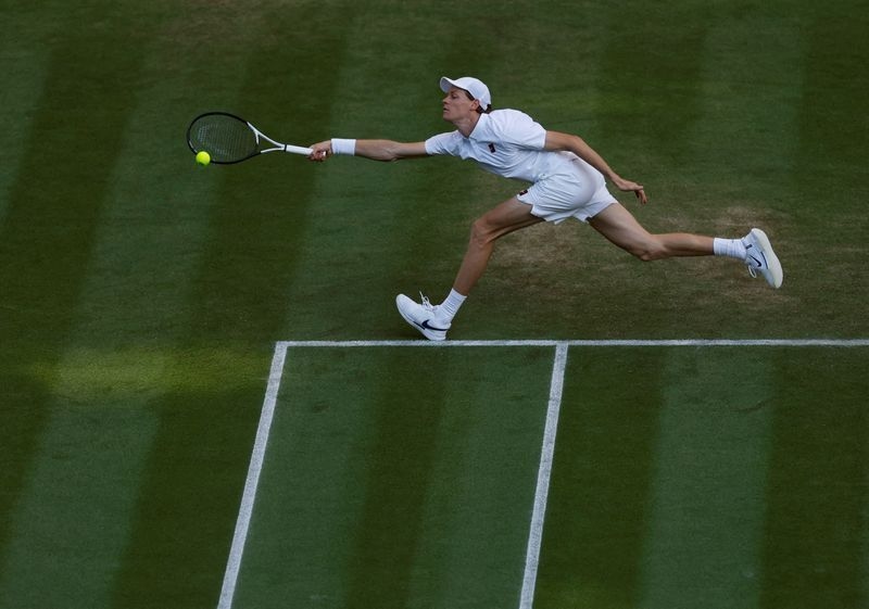 Tennis-Sinner gets out of jail to reach last eight as Dimitrov retires at Wimbledon