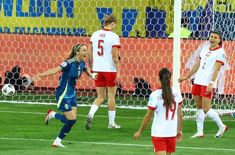Soccer-Sweden reach Euro 2025 knockouts with 3-0 win over Poland