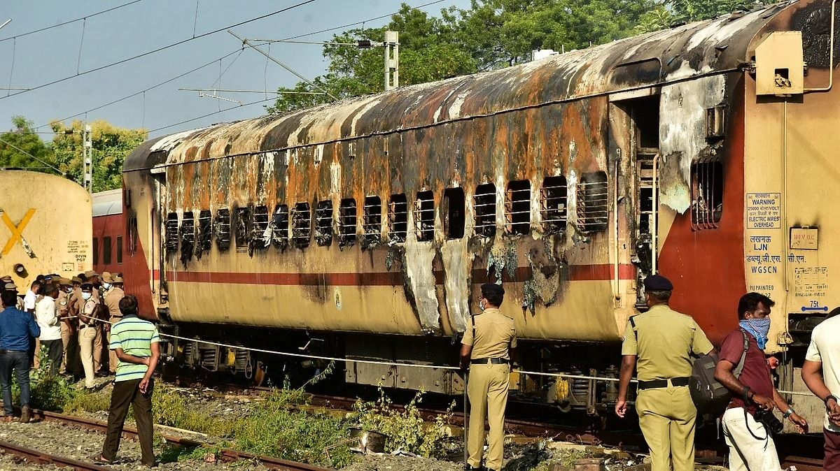 Massive fire on a crude oil freight train disrupts rail services in India's Tamil Nadu