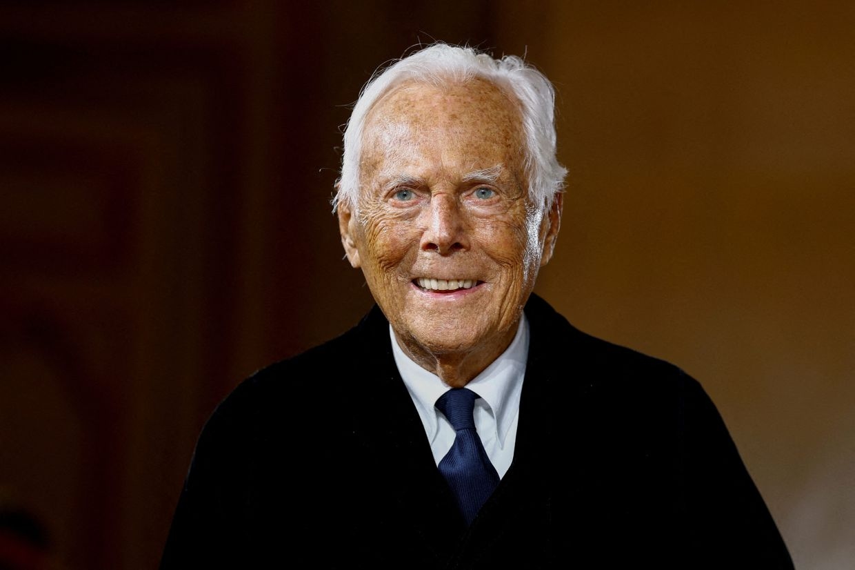 Still calling the shots: Giorgio Armani proves he is very much in control at 91