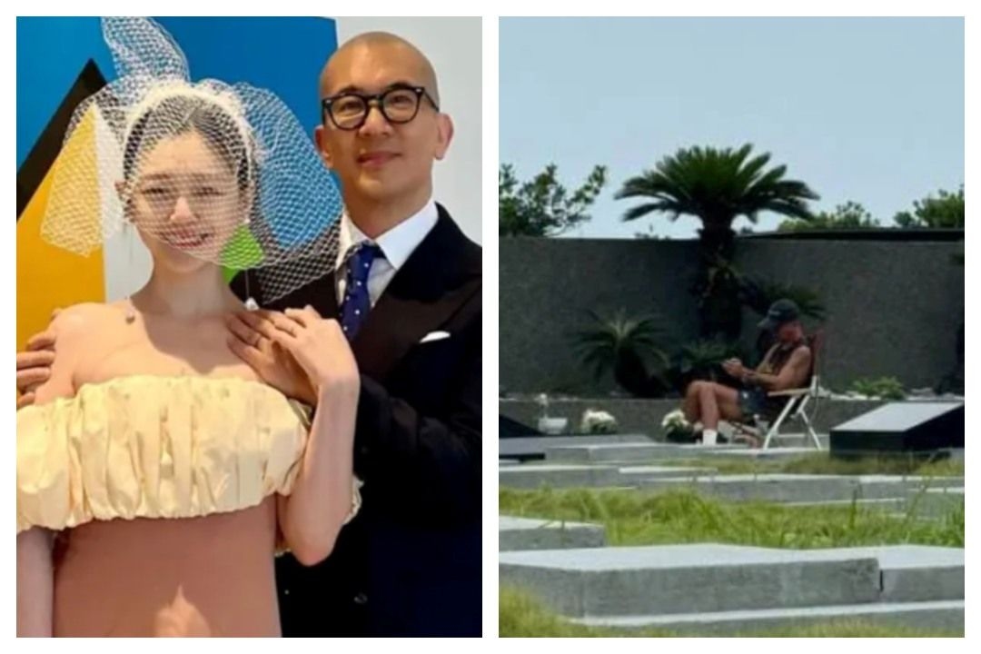 Barbie Hsu's husband seen sitting by her grave, reportedly visits her daily
