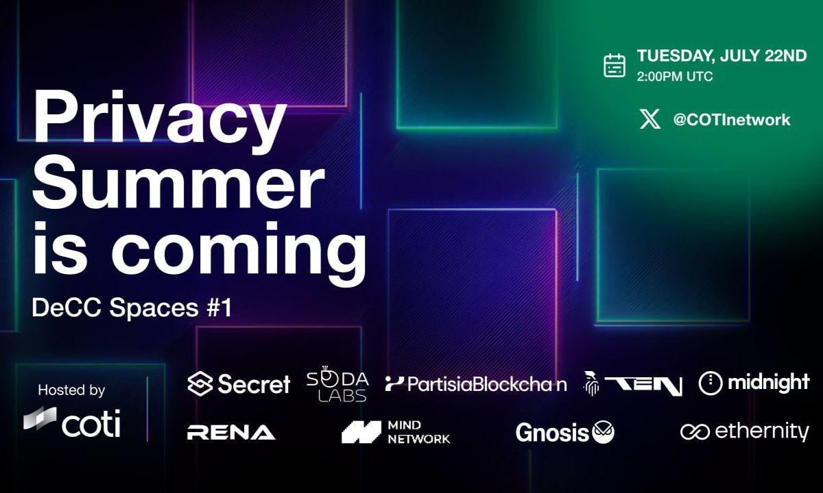 COTI Launches Monthly DeCC Space in Collaboration with Secret Network, to Unite Web3 Projects in Mainstreaming Onchain Privacy