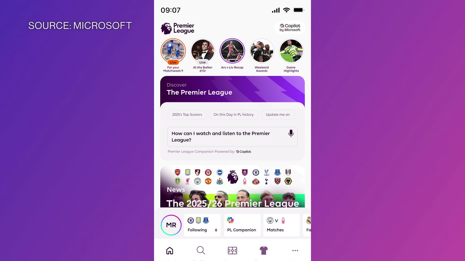 Microsoft Will Power Premier League's AI Tools in Branding Push