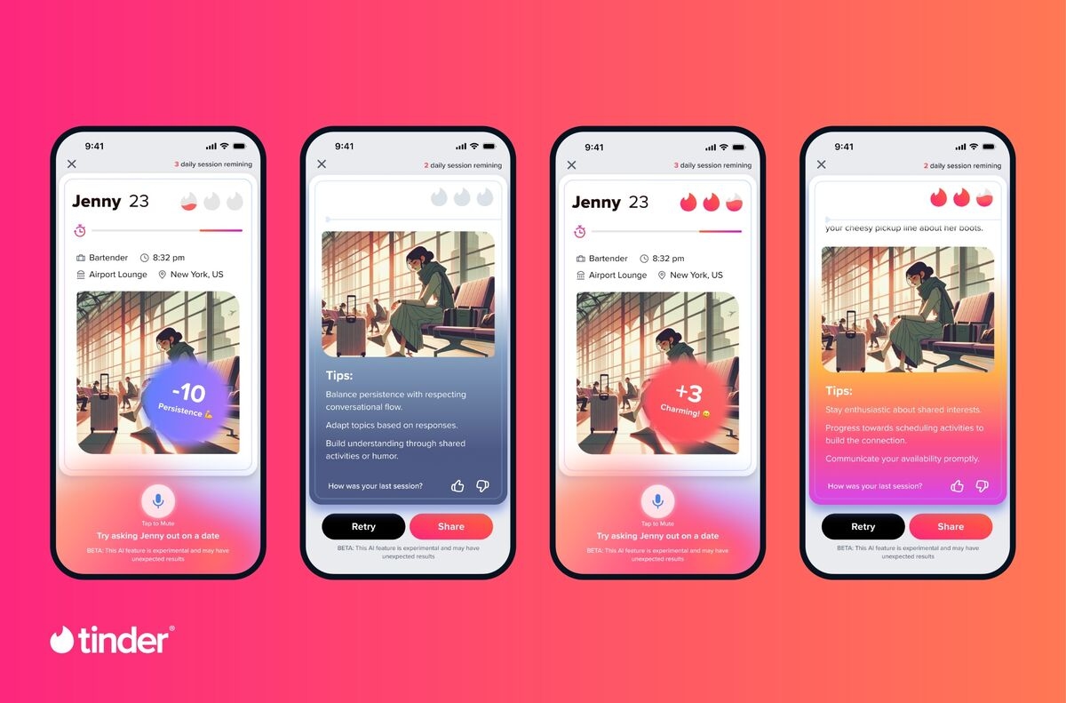 Tinder's Flirting AI Chatbots Play Hard to Get