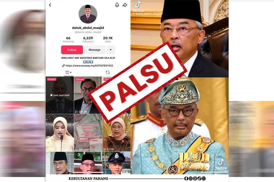 Public warned over fake AI TikTok videos of Sultan of Pahang