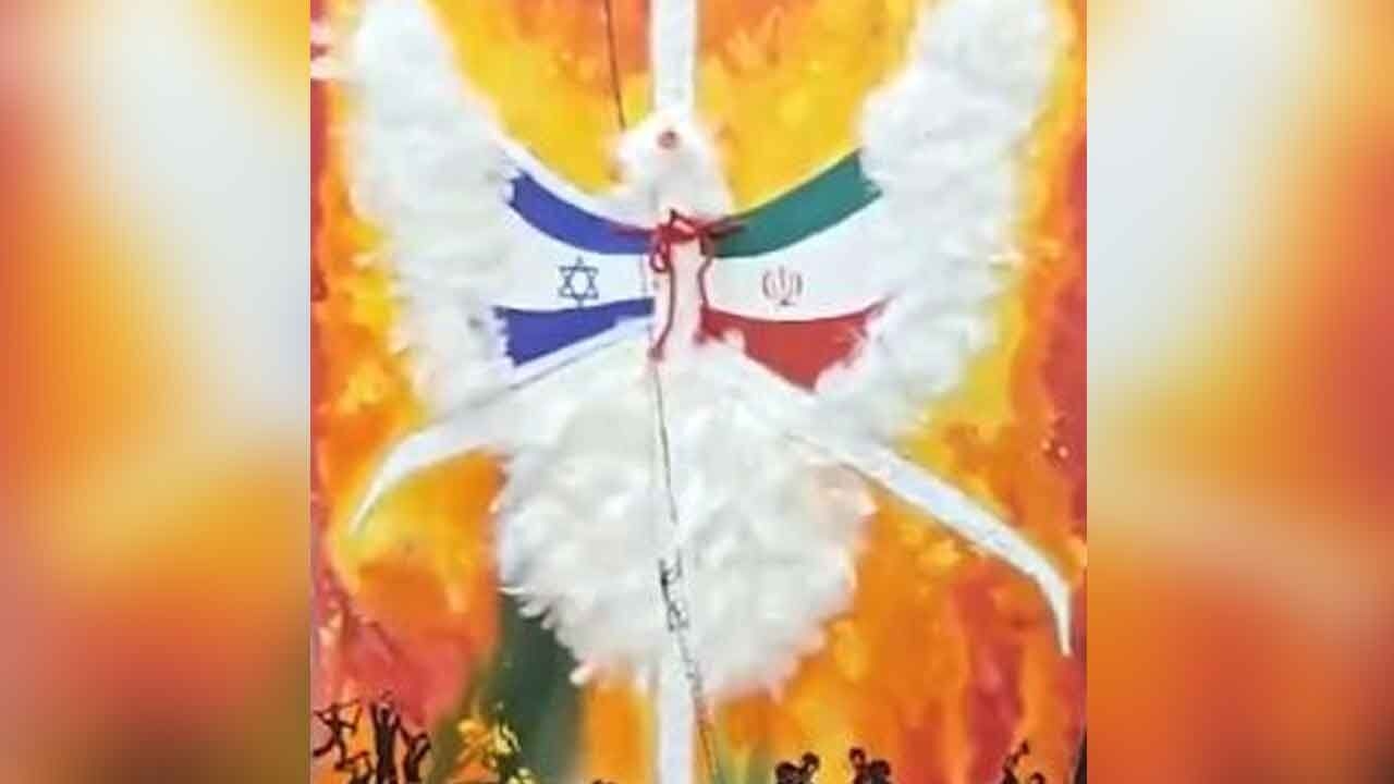 UP artist paints plea for peace amid Iran-Israel conflict, praises PM Modi for Op Sindhu