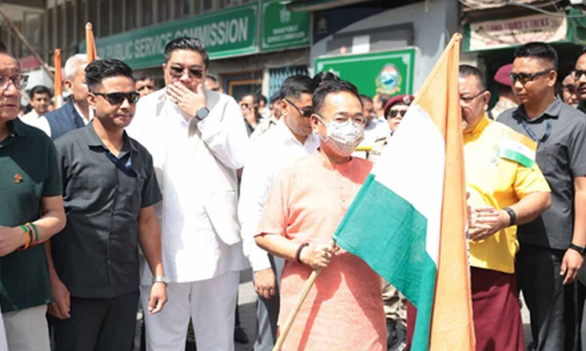 CM Tamang leads 'Samvidhan Hatya Diwas' rally in Gangtok