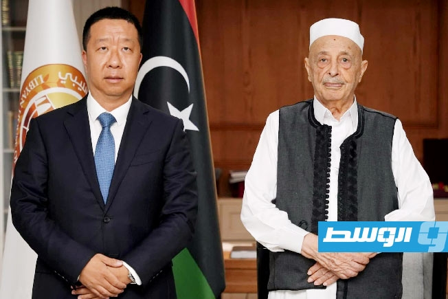 عقيلة صالح يلتقي القائم بأعمال سفارة الصين لدى ليبيا