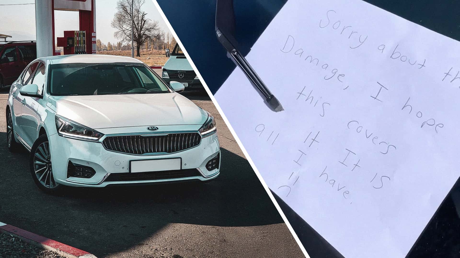‘I Hope This Covers It:' Woman Sees $40 and a Note Under Her Windshield. Then She Sees What Happened to Her Kia