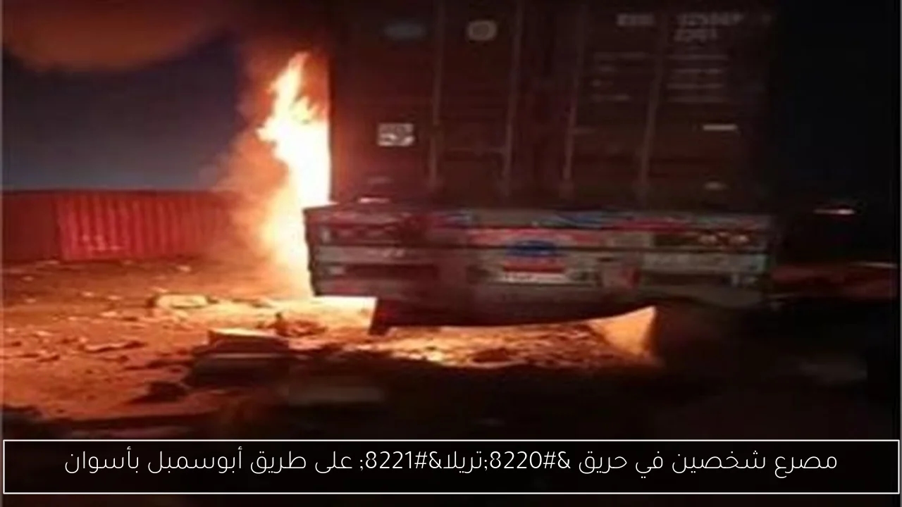 مصرع شخصين في حريق 'تريلا' على طريق أبوسمبل بأسوان