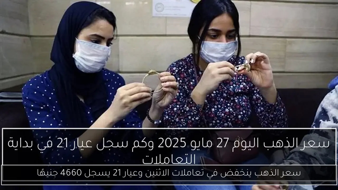 سعر الذهب ينخفض في تعاملات الاثنين وعيار 21 يسجل 4660 جنيهًا