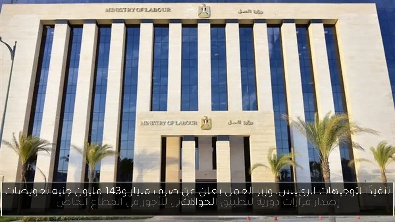 تنفيذًا لتوجيهات الرئيس، وزير العمل يعلن عن صرف مليار و143 مليون جنيه تعويضات لحوادث