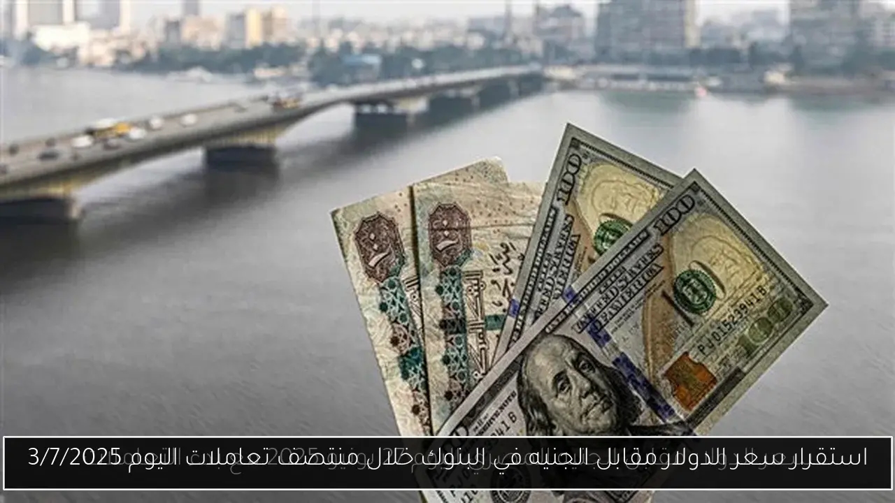 استقرار سعر الدولار مقابل الجنيه في البنوك خلال منتصف تعاملات اليوم 3/7/2025