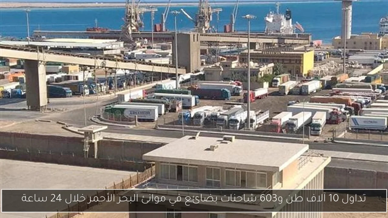 تداول 10 آلاف طن و603 شاحنات بضائع في موانئ البحر الأحمر خلال 24 ساعة
