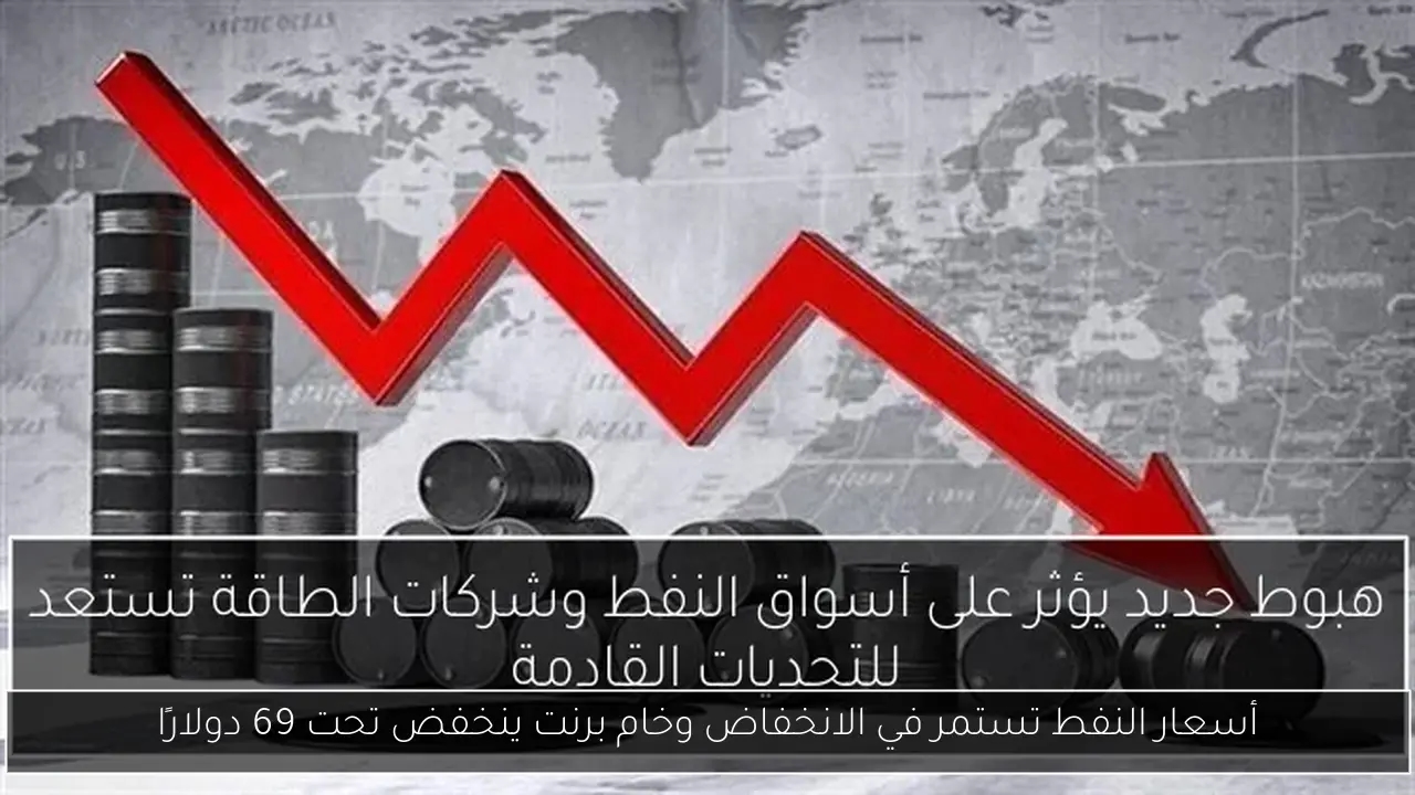 أسعار النفط تستمر في الانخفاض وخام برنت ينخفض تحت 69 دولارًا