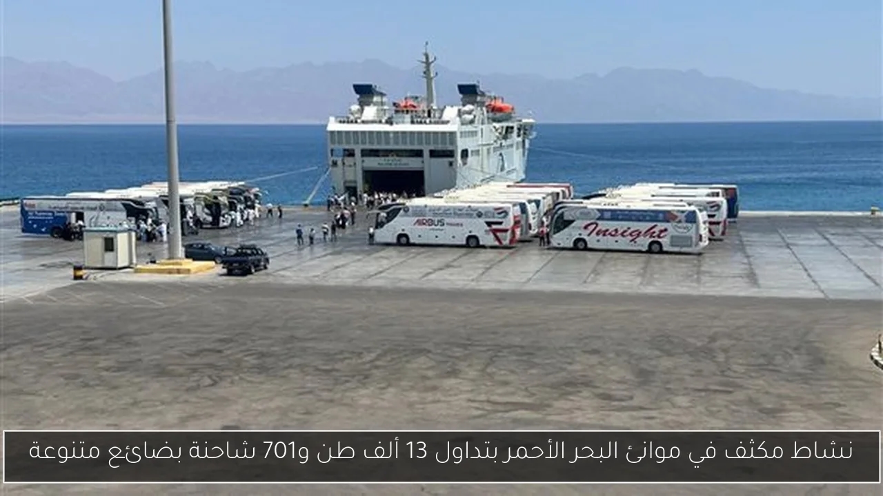 نشاط مكثف في موانئ البحر الأحمر بتداول 13 ألف طن و701 شاحنة بضائع متنوعة