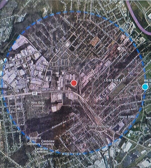 Numerous law enforcement agencies have issued a large evacuation zone as they investigate a suspected explosive device in Knoxville, Tennessee