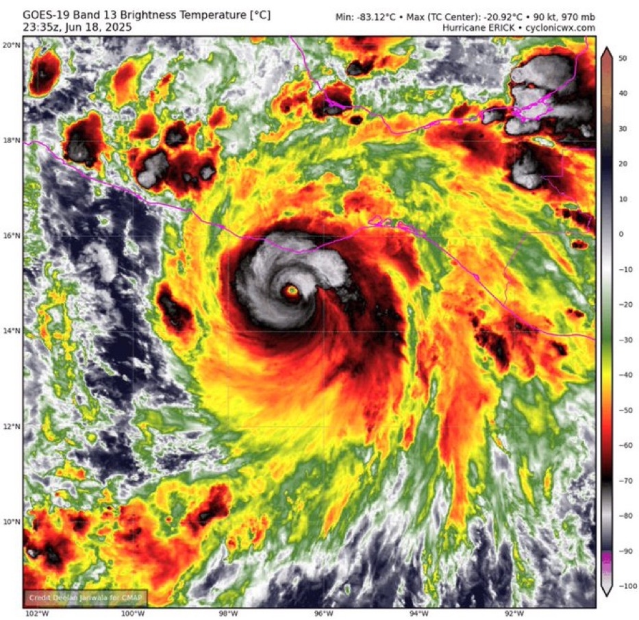 Hurricane Erick has strengthened into a major Category 3 storm off Mexico's Pacific coast