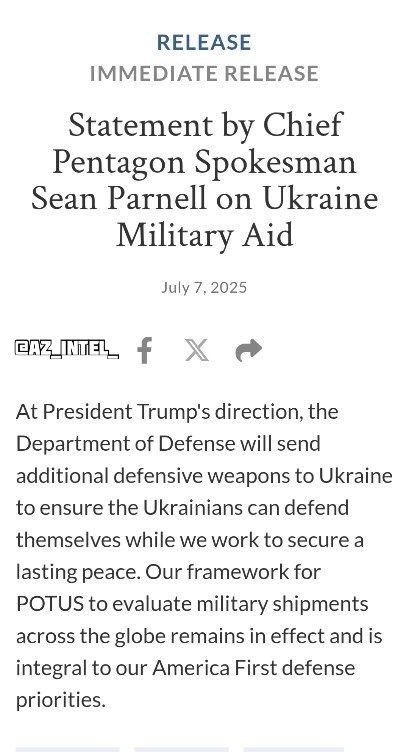 DOD: Trump Orders More Defensive Weapons to Ukraine Under ‘America First' Strategy
