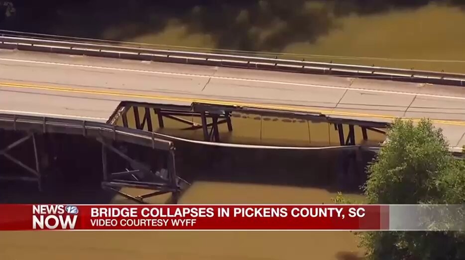 Bridge Collapse in Pickens County: Partial Failure at Twelve Mile River Crossing Caught on Video