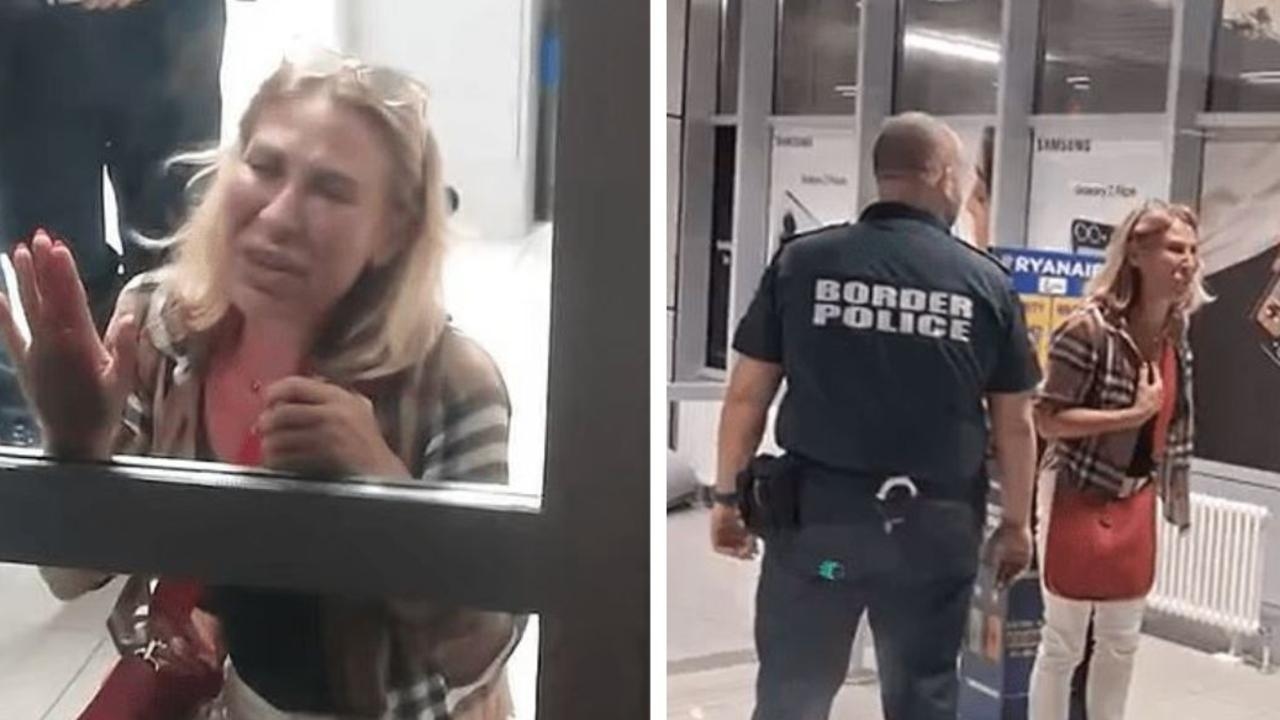 Shocking moment Ryanair passenger sobs and hits door after being stopped from boarding