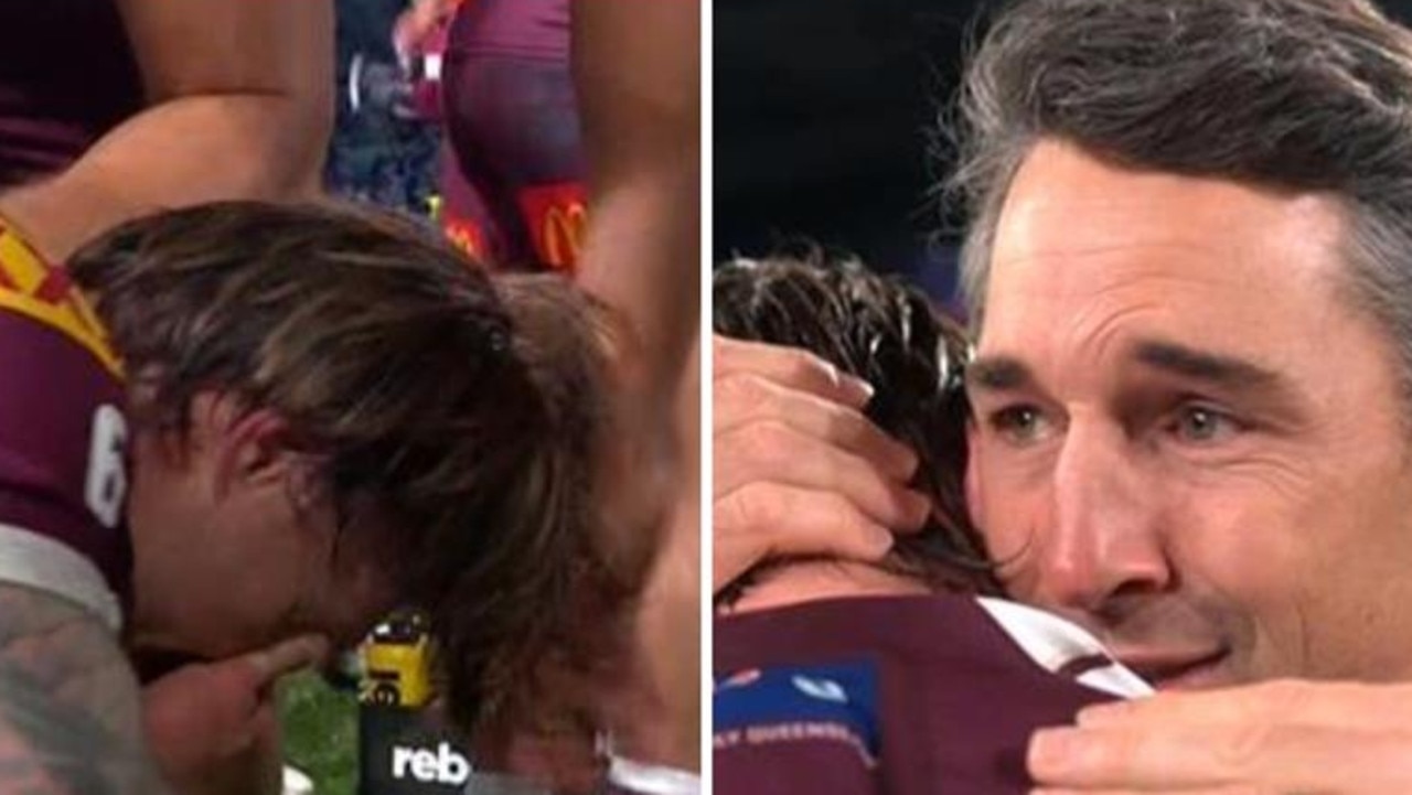 Billy Slater in tears in emotional Cameron Munster Origin embrace
