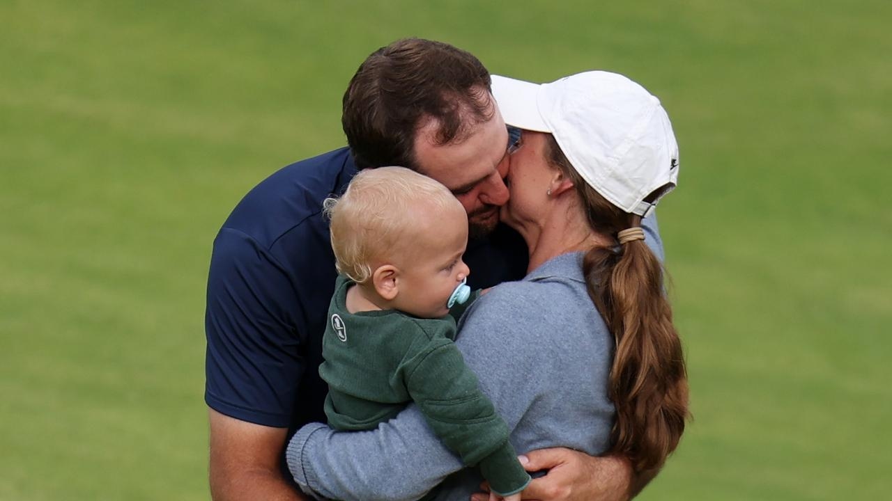 Scottie Scheffler's wife steals the show at British Open as champ celebrates with kiss