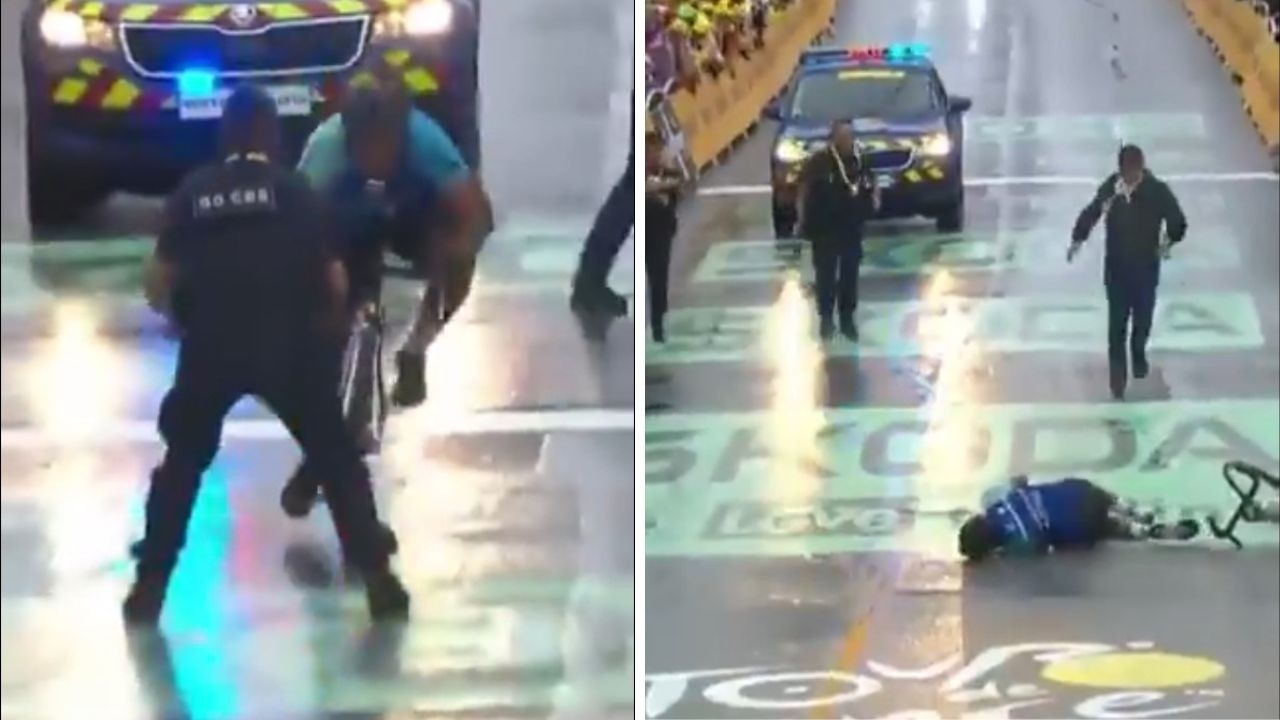 Tour de France invader smashed off bike in prank gone wrong