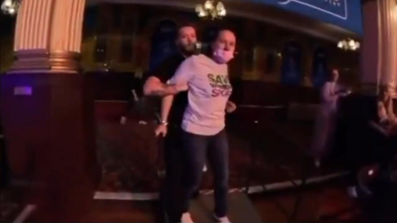 ‘Women are being absolutely screwed': Protesters of trans darts player forcibly removed