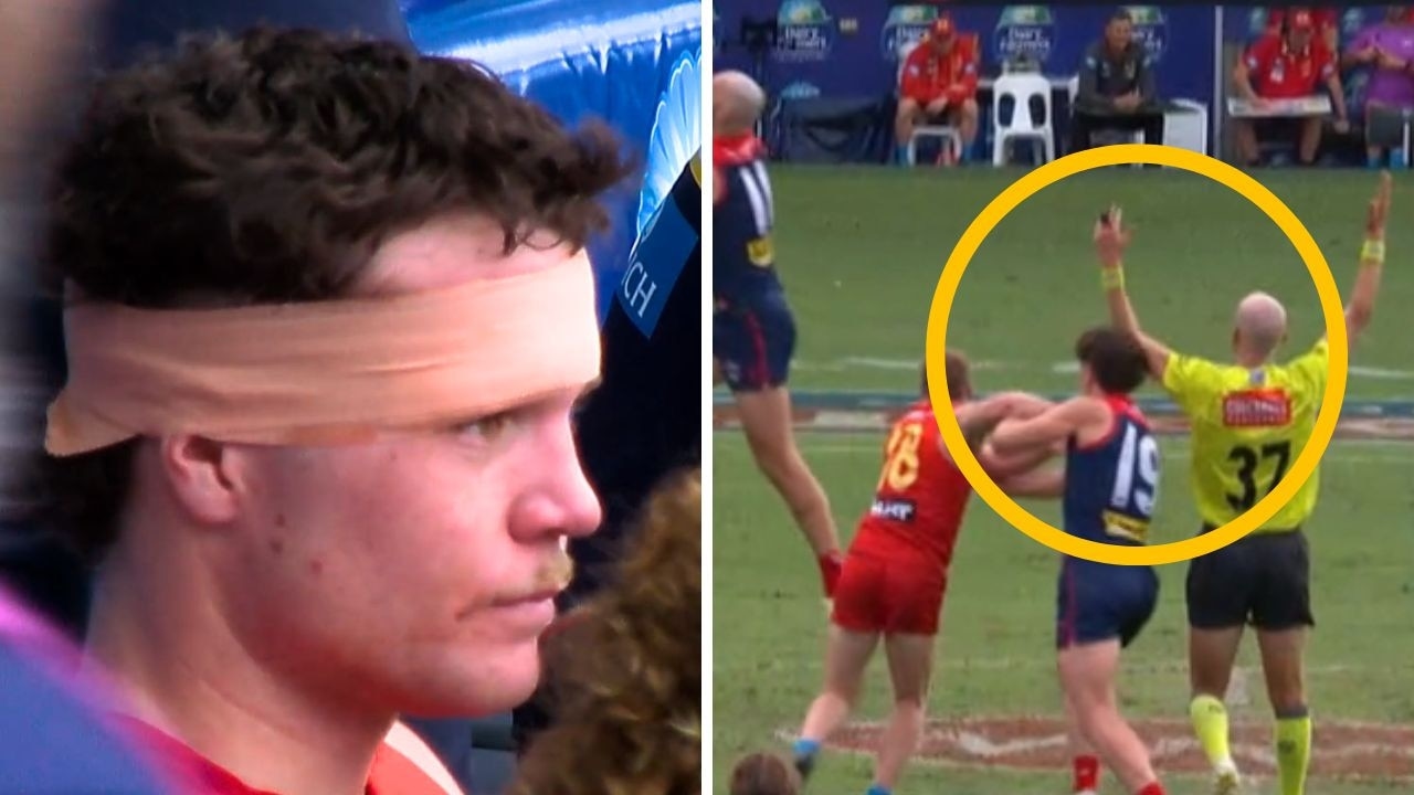 ‘That's a week': AFL umpire strikes young Demon in Suns beat down