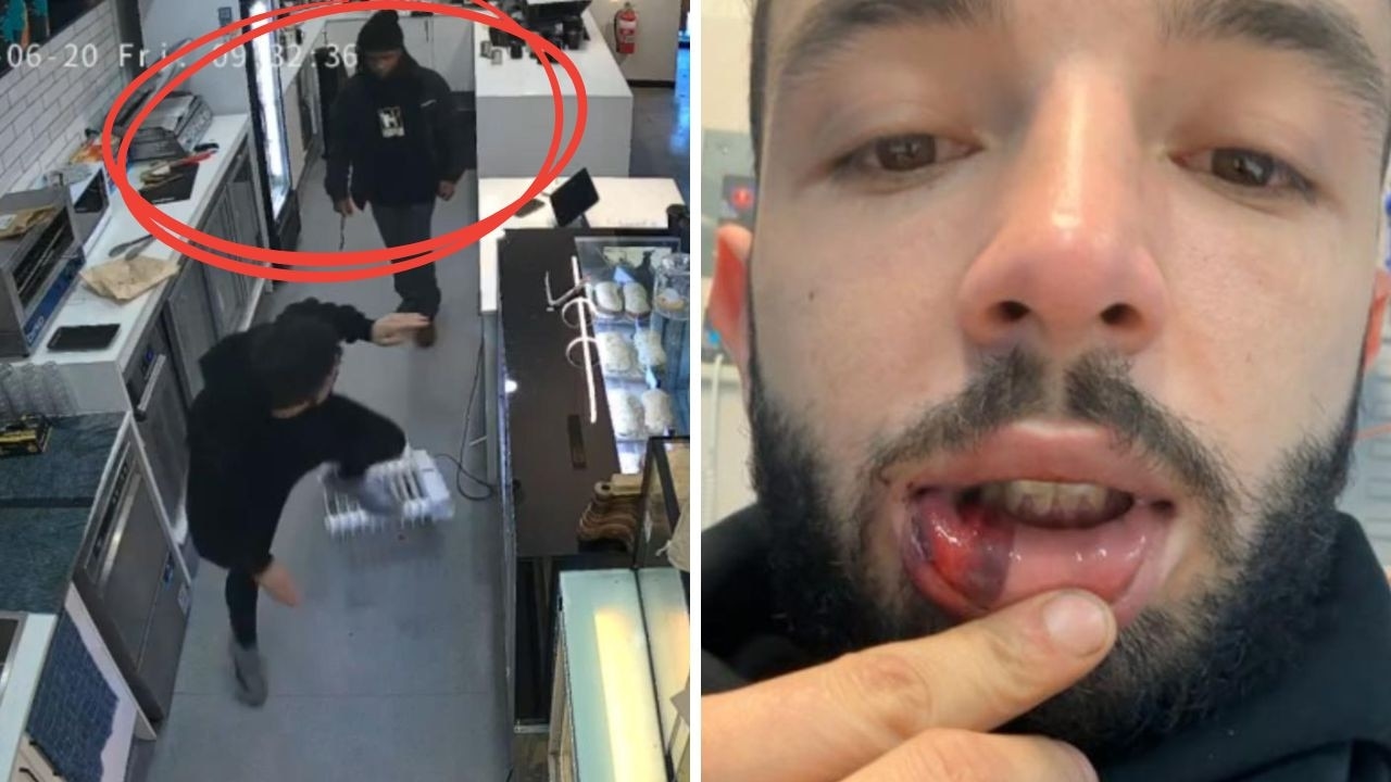 Chilling scene outside cafe one day after barista violently assaulted