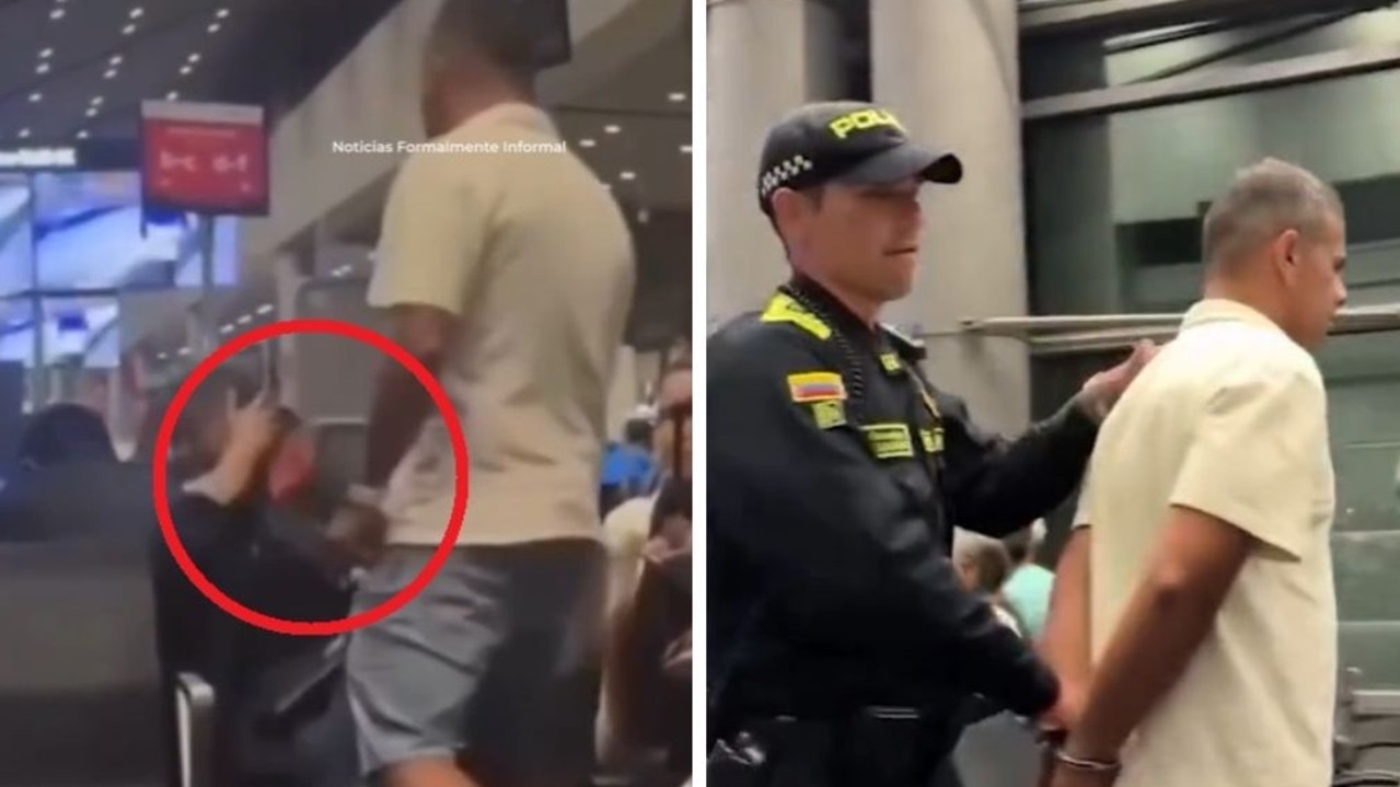 Man slaps woman across the face at airport in shock footage