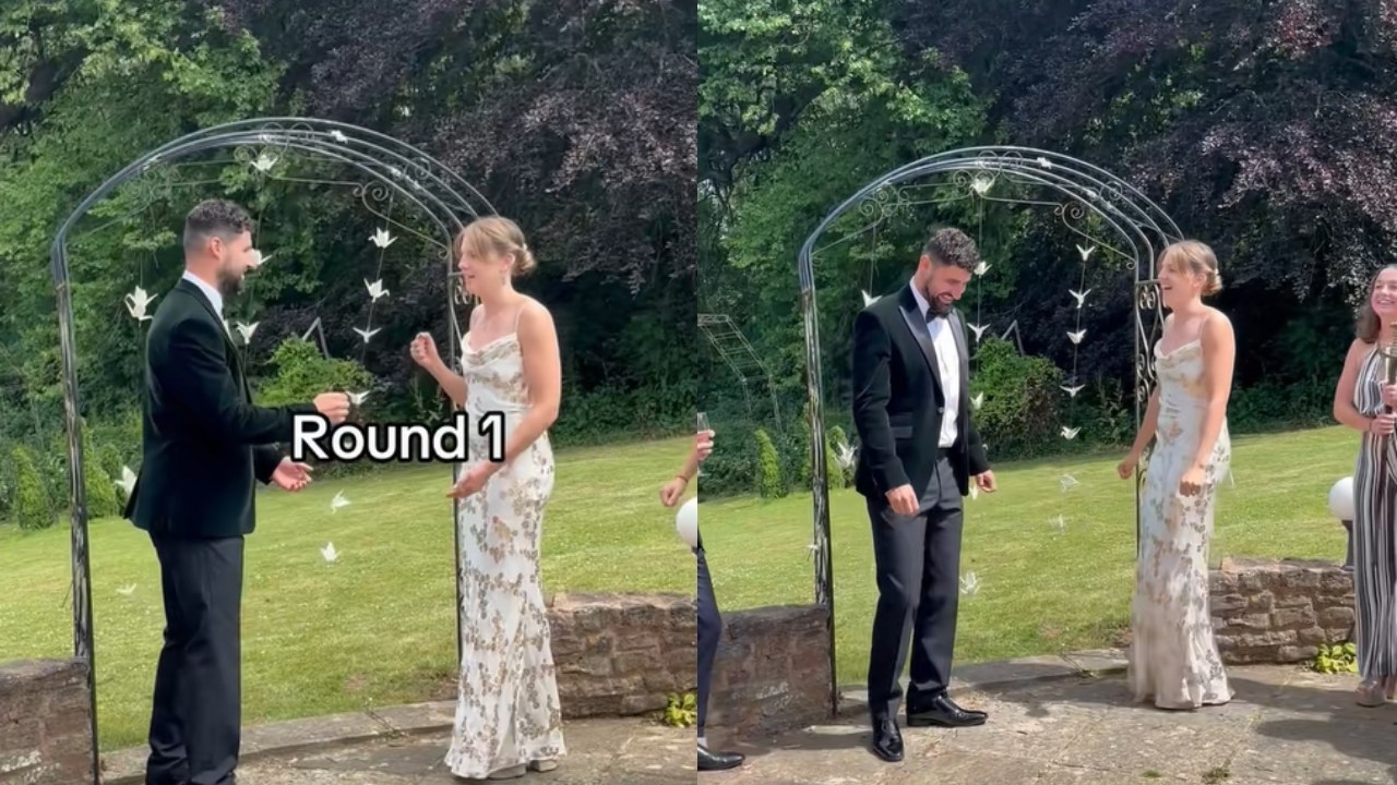 'Ancestors rolling in their graves': Bride and groom play Rock, Paper, Scissors, to solve surname dispute at the altar in viral video