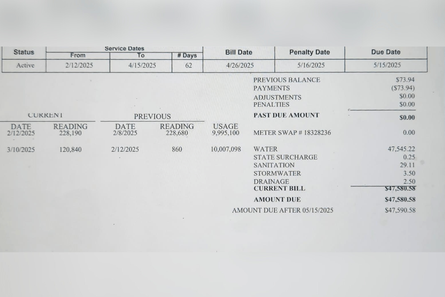 Millennial Man Opens Water Bill, Discovers He Owes $47,590