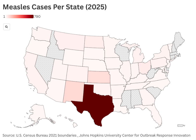Map Shows States Hit Hardest by Measles Outbreak as Cases Break Record