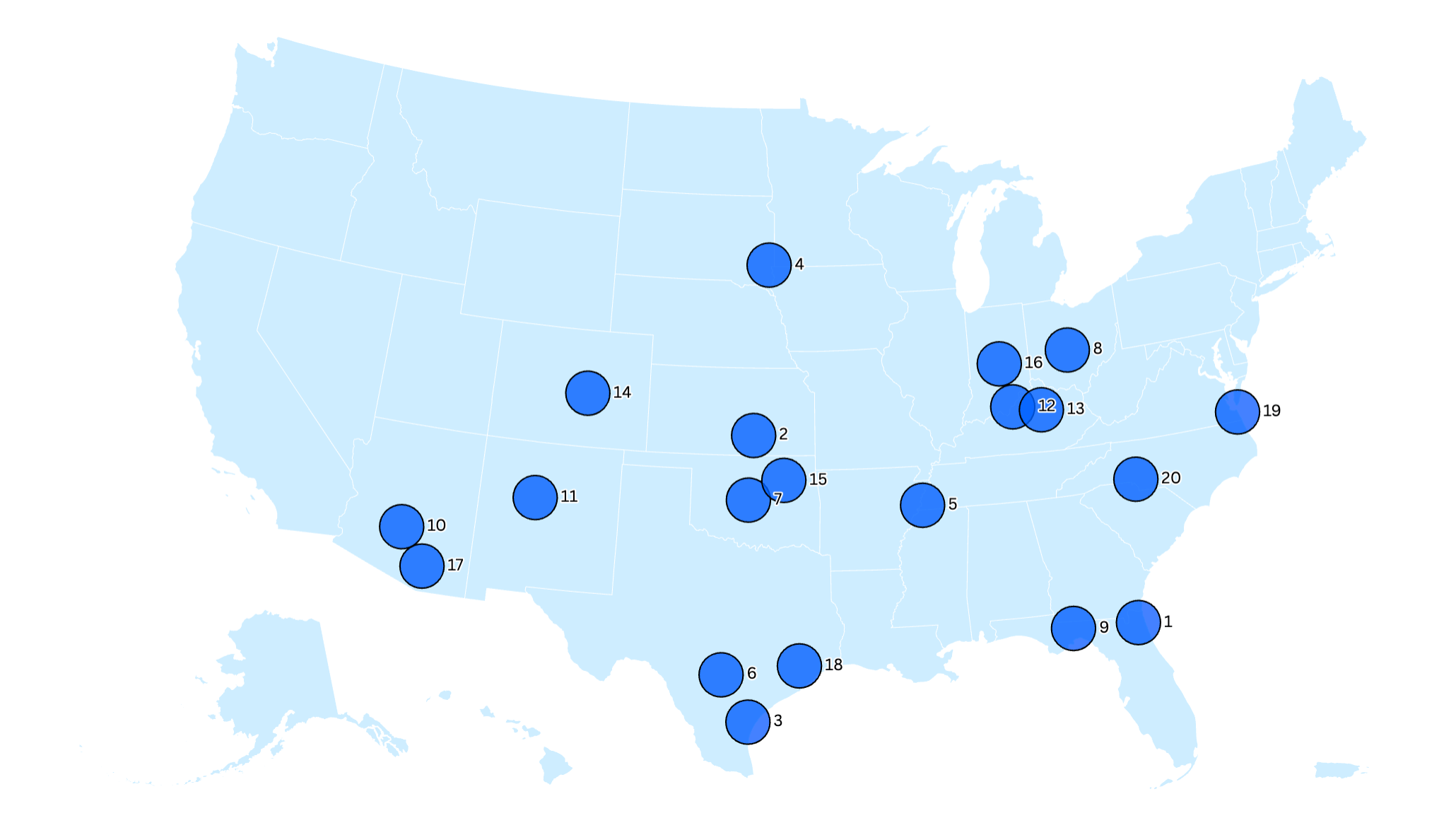 Map Shows Most Boring Cities in the US