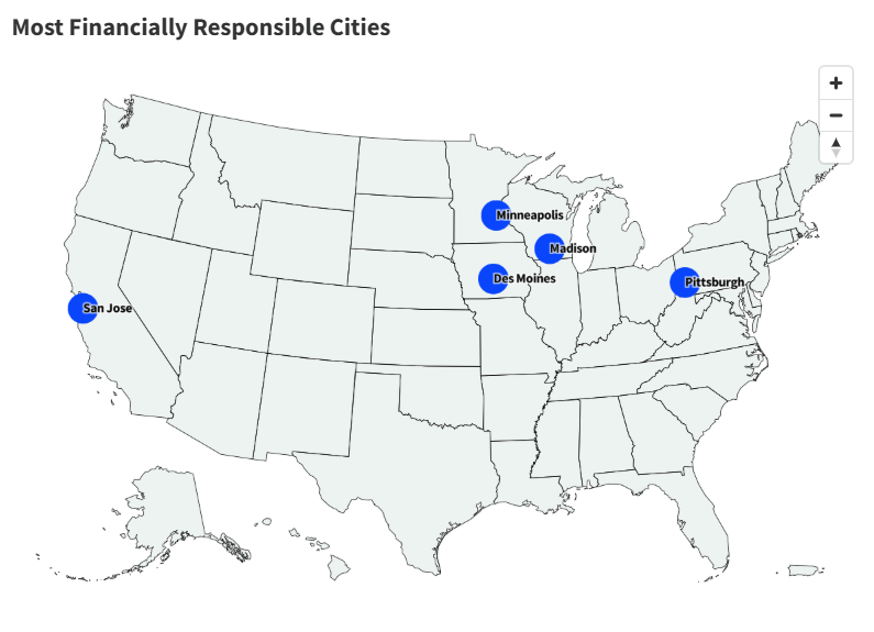 Map Shows Cities Where People Are Most Financially Responsible
