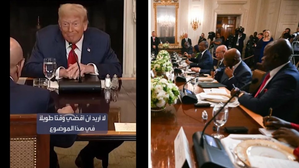كعادته بإحراج ضيوفه.. ترامب يقاطع رئيس موريتانيا ويندهش لإنجليزية رئيس ليبيريا