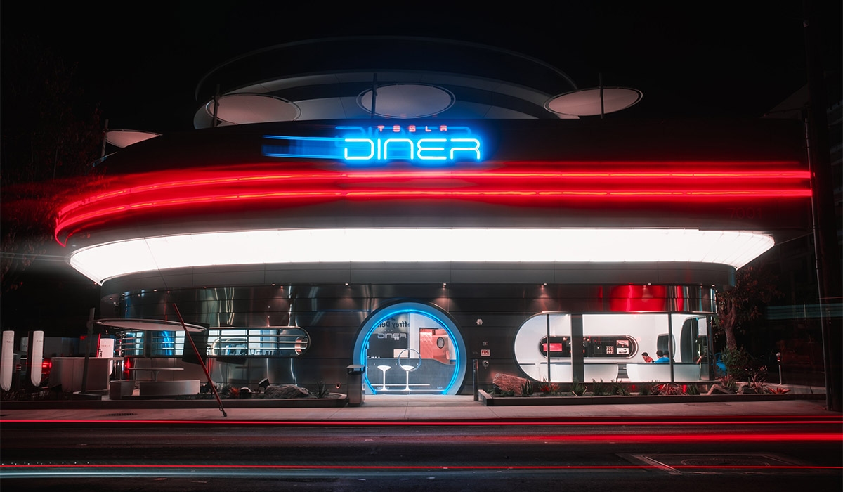 Tesla opens 'retro-futuristic' American diner