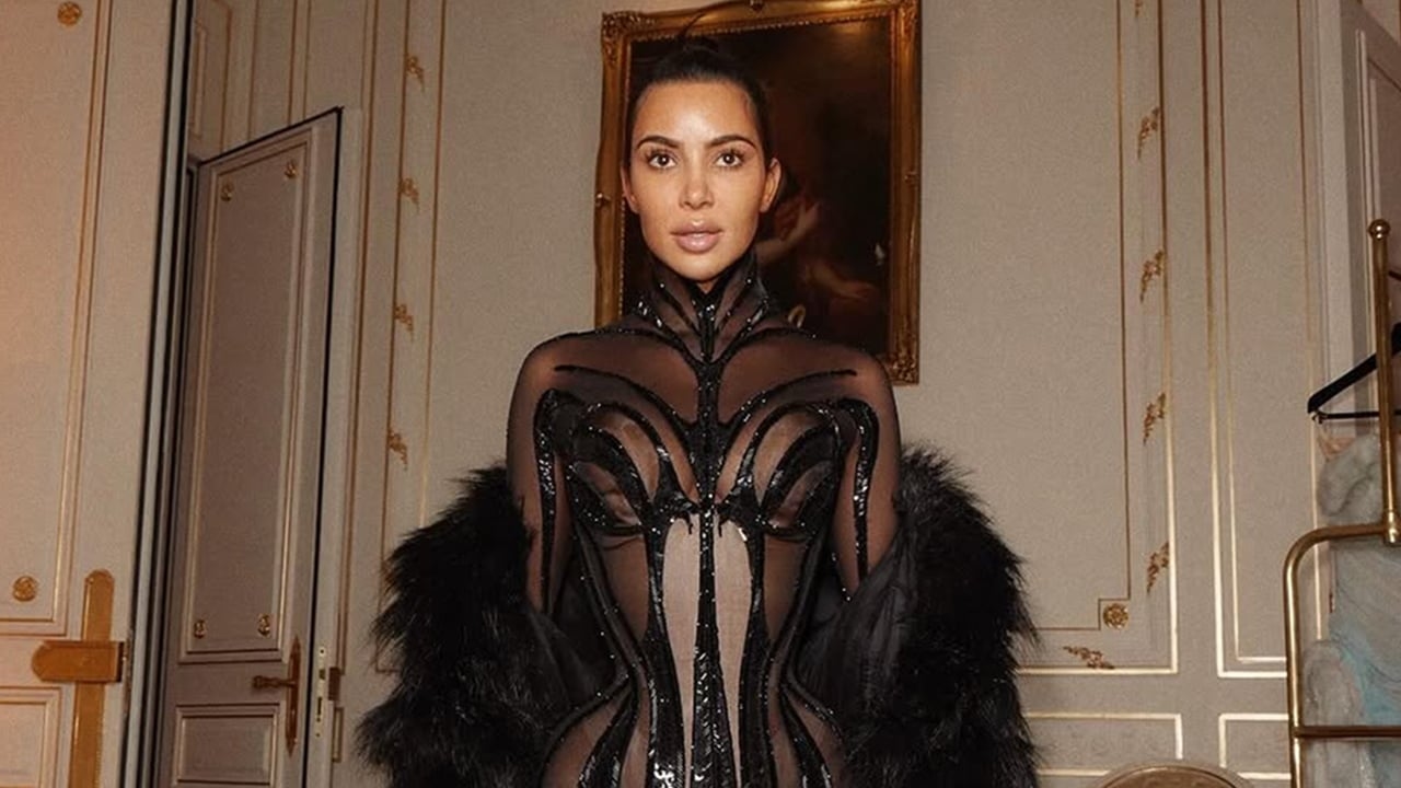 Kim Kardashian Dons An Archival Mugler Bodysuit With A Barely There Waist