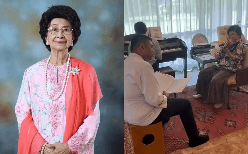 (Video) Tun Hasmah Skillfully Plays The Violin For Her 99th Birthday