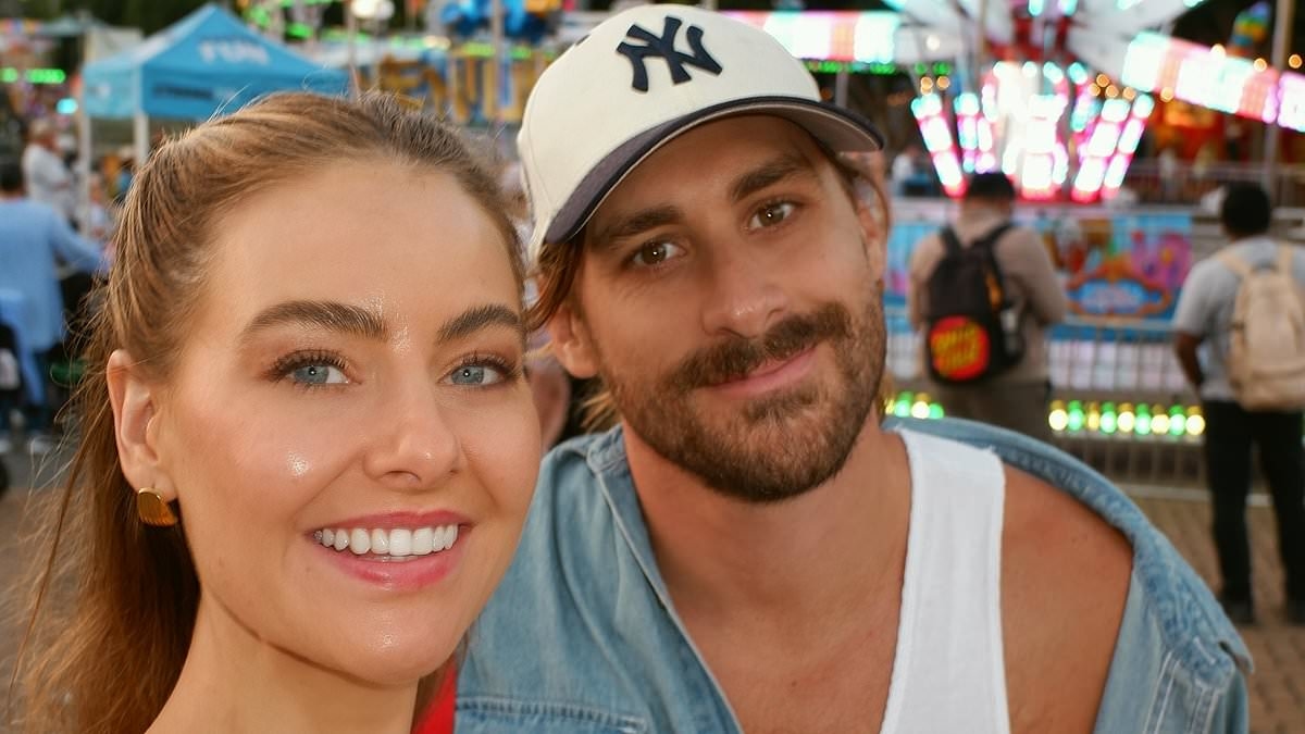 April Rose Pengilly can't wipe the smile off her face as she shows off her massive diamond engagement ring at Easter Show