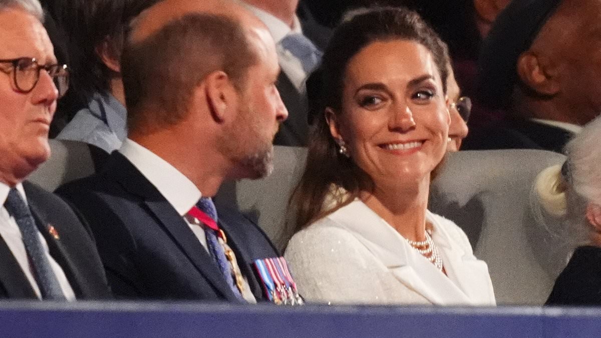 Beaming Kate puts on a loved up display with William at the VE Day concert